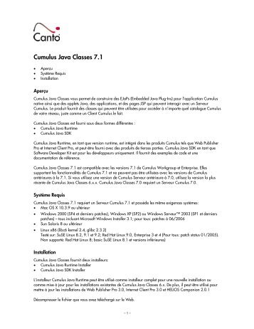 Cumulus Java Classes 7.1 - Canto