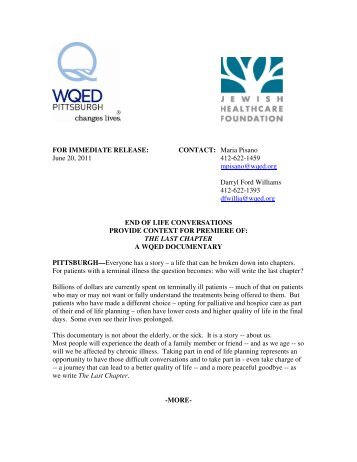 FOR IMMEDIATE RELEASE: CONTACT: Maria Pisano ... - WQED