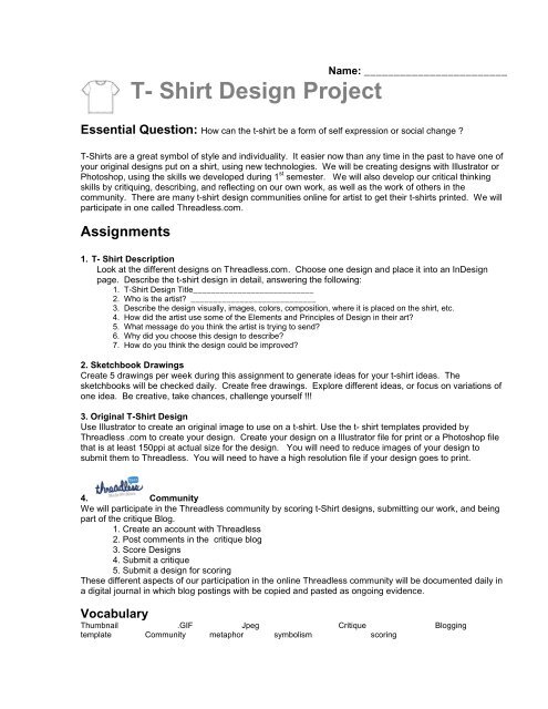 T Shirt Design Project Camino Nuevo High School
