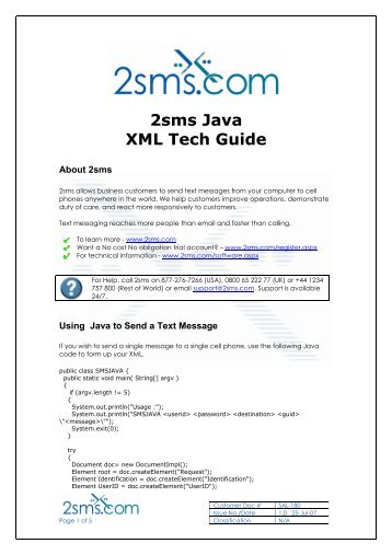 XML Code samples - Java - 2SMS.com