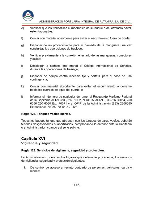 Reglas de Operación del Puerto de Altamira