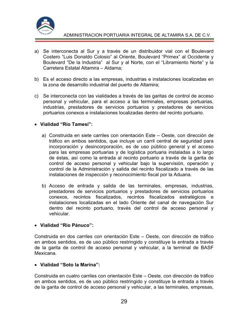 Reglas de Operación del Puerto de Altamira