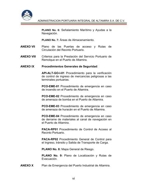 Reglas de Operación del Puerto de Altamira