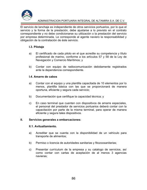 Reglas de Operación del Puerto de Altamira