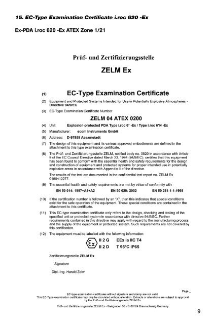 i.roc x20 (-Ex) Pocket PC - Ecom instruments