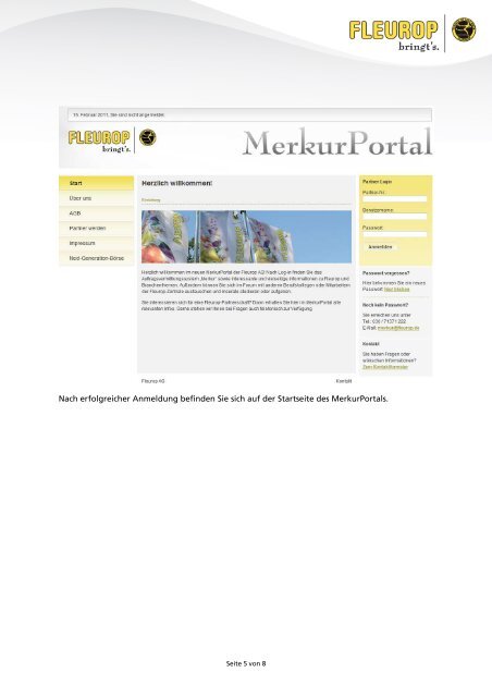 Anmeldung im MerkurPortal - Fleurop