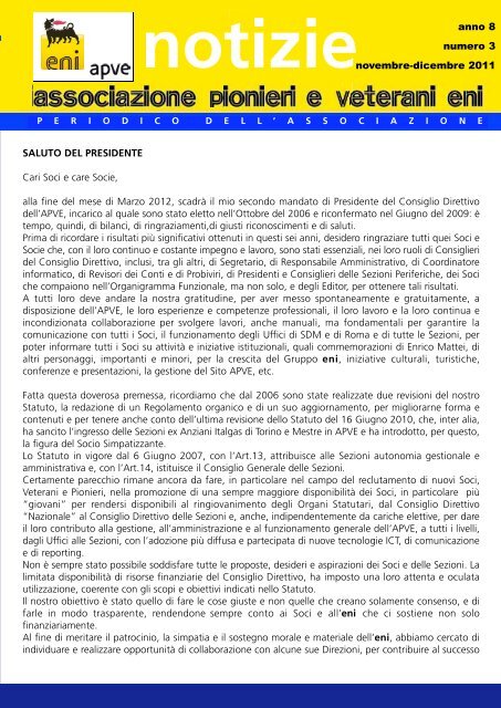 ApveNotizie Nov-Dic 2011 - associazione pionieri e veterani eni