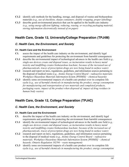 The Ontario Curriculum, Grades 9-12 - MinistÃ¨re de l'Ã©ducation ...