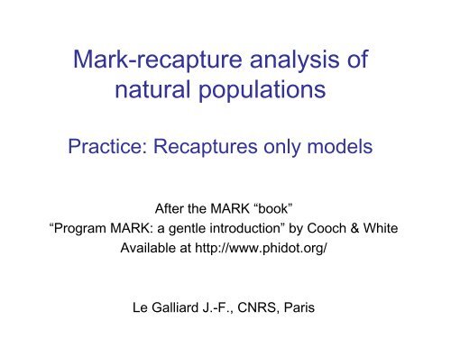 Mark-recapture analysis of natural populations