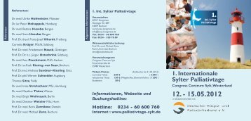 1. Internationale Sylter Palliativtage Congress Centrum Sylt ...