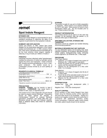 Spot Indole Reagent