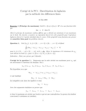 CorrigÃ© de la PC1 : DiscrÃ©tisation du laplacien par la ... - wwwdfr