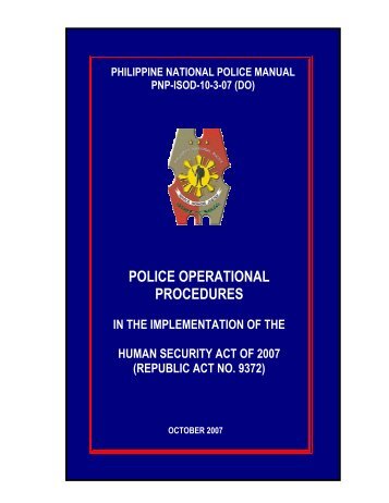 police operational procedures - PNP Directorate for Operations ...