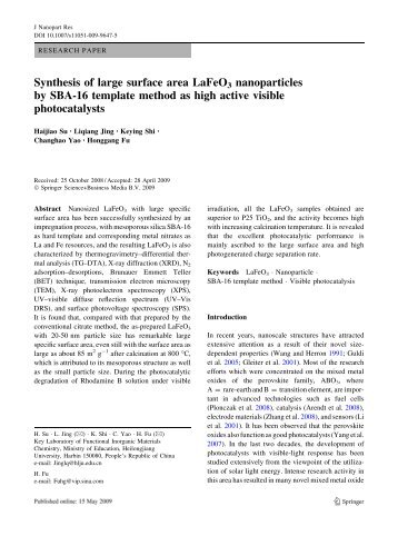 Synthesis of large surface area LaFeO3 nanoparticles by SBA-16 ...