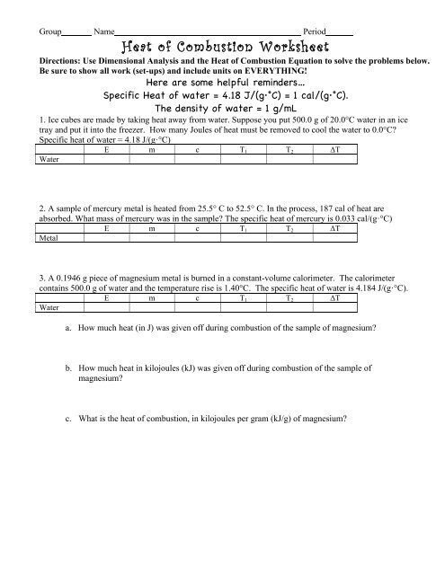 Heat And Temperature Worksheet