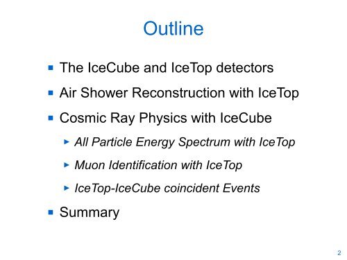 Cosmic Ray Detection with IceTop / IceCube - Villa Olmo