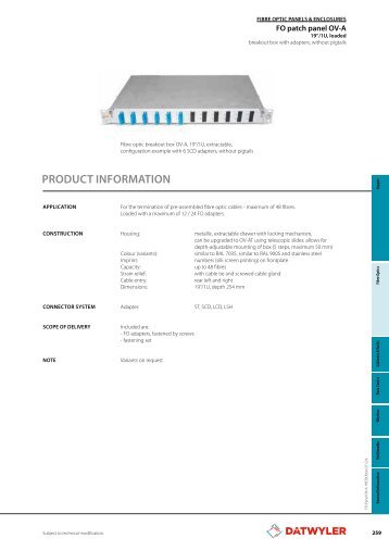 Product information Patch panel OV-A - IES
