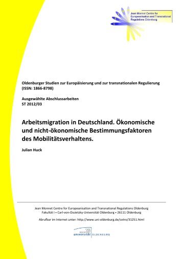 Arbeitsmigration in Deutschland. Ãkonomische und nicht ...