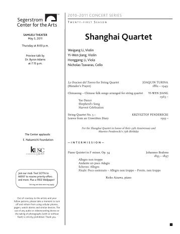 View Program - Segerstrom Center for the Arts