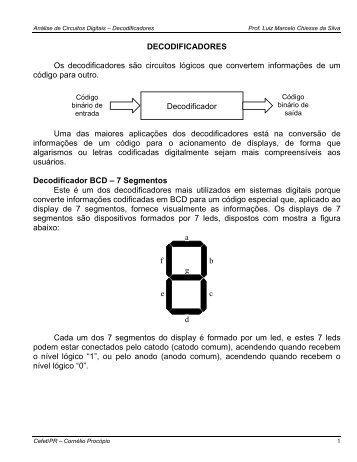 DECODIFICADORES Os decodificadores são circuitos ... - UTFPR