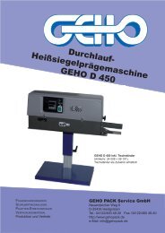 Heißsiegelprägemaschine GEHO D 450 - GEHO PACK Service GmbH