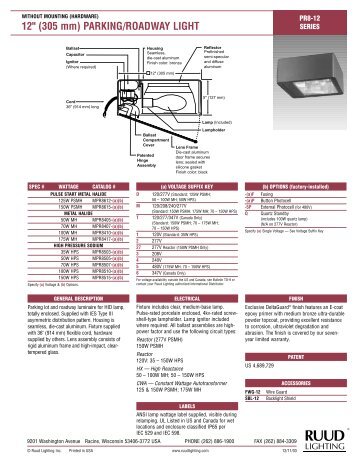 Spec Sheet - Ruud Lighting Direct