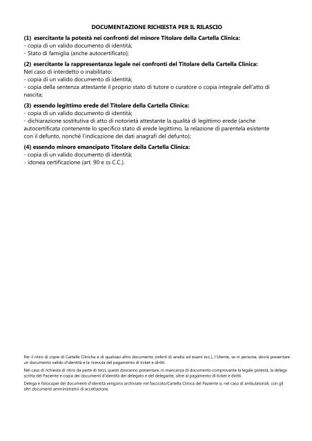 Documentazione Richiesta