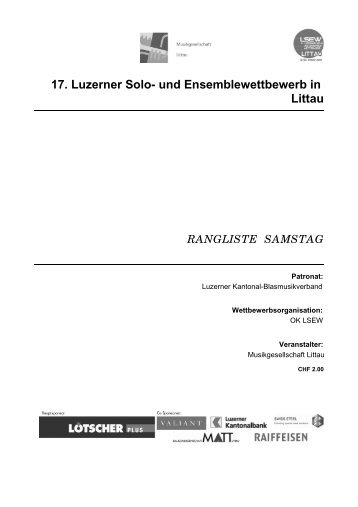 17. Luzerner Solo- und Ensemblewettbewerb in Littau - LSEW