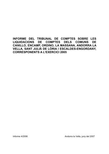 informe del tribunal de comptes sobre les liquidacions de comptes ...