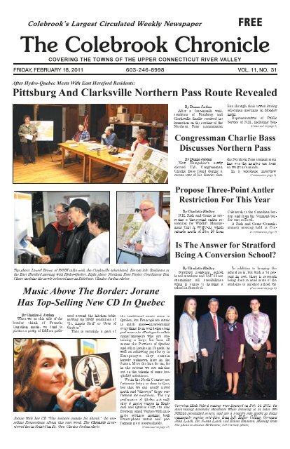 February 18, 2011 - Colebrook Chronicle