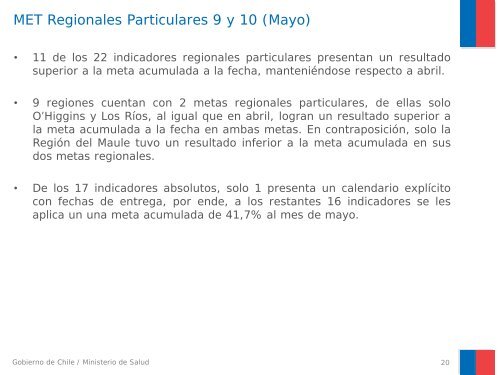 Informe Metas Transversales y Regionales particulares