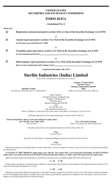 Sterlite Industries (India) Limited - Sterlite Industries India Ltd.