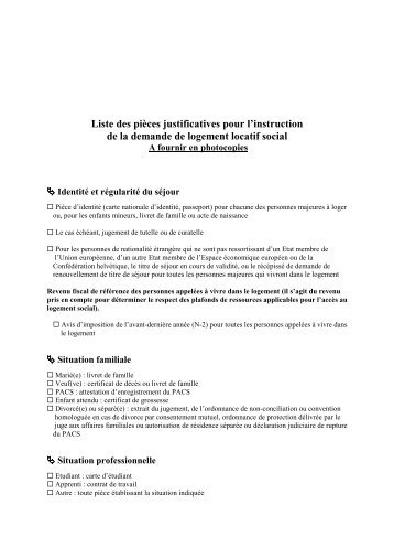 Liste des pièces justificatives pour l'instruction de la ... - Administrateur