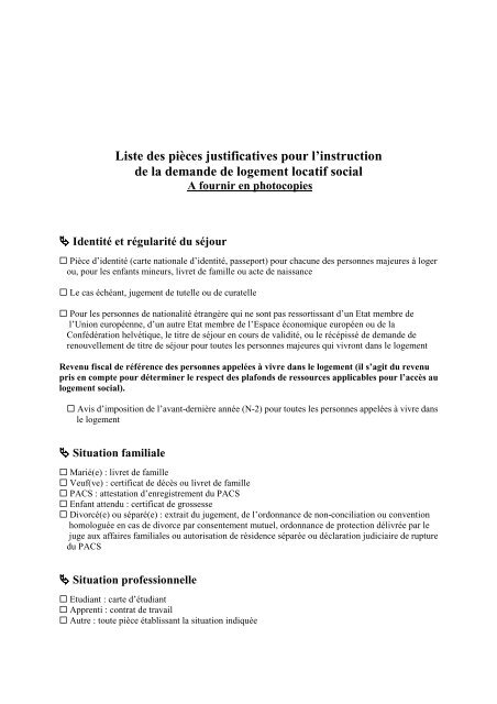 Liste des pièces justificatives pour l'instruction de la ... -  Administrateur