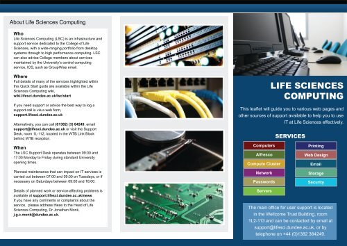 LIFE SCIENCES COMPUTING - College of Life Sciences