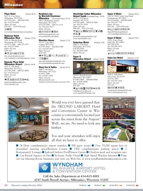 2010 Lodging Directory - Wisconsin Department of Tourism