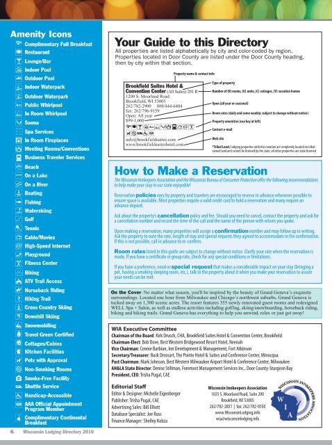 2010 Lodging Directory - Wisconsin Department of Tourism