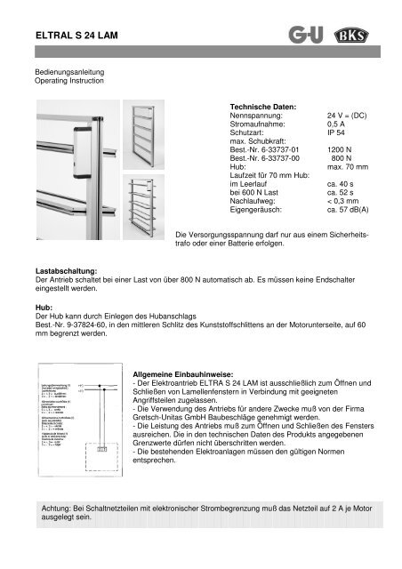 Motor GU S24_LAM_24V - Fieger Lamellenfenster GmbH