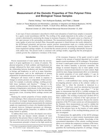 Measurement of the Osmotic Properties of Thin Polymer Films and ...