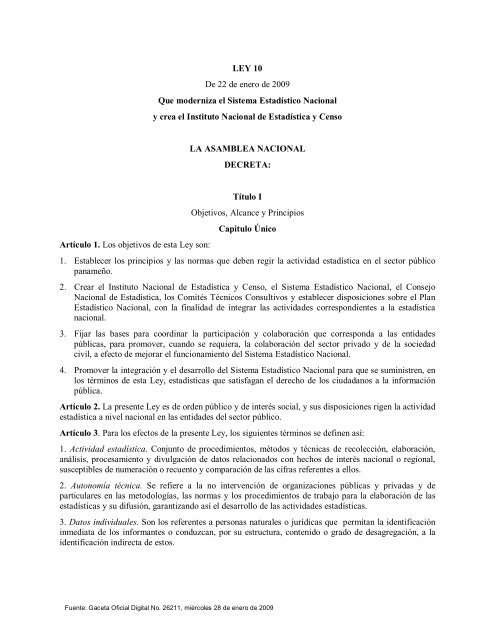 Ley NÃºmero 10 (Del 22 de enero de 2009) - ContralorÃ­a General de ...