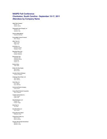 Attendee List by Company - NASPD