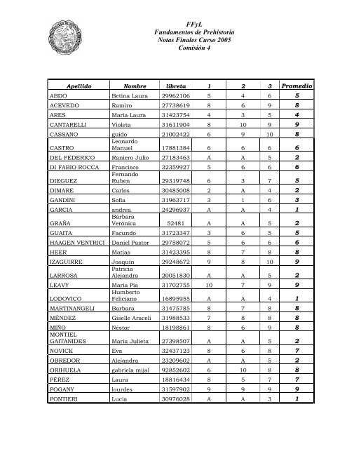 FFyL Fundamentos de Prehistoria Notas Finales Curso 2005 ...