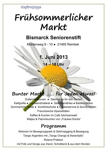 Frühsommerlicher Markt Bismarck Seniorenstift - Stadtmission Kiel