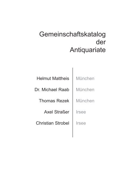 Gemeinschaftskatalog Der Antiquariate