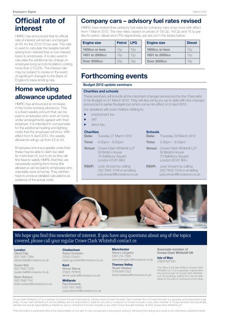 Employers' Digest March 2012 - Crowe Horwath International