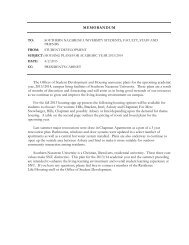 2013-14 Academic Year Housing Memo & Pricing - Southern ...