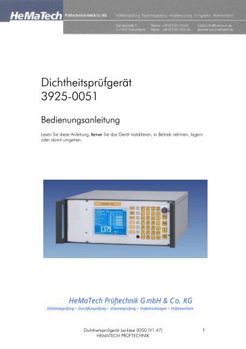 Dichtheitsprüfgerät 3925-0051 - Hematech Industrieautomation GmbH