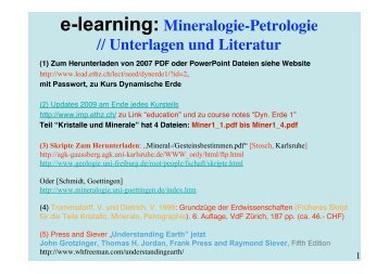 e-learning: Mineralogie-Petrologie - ETH - IGP - geopetro