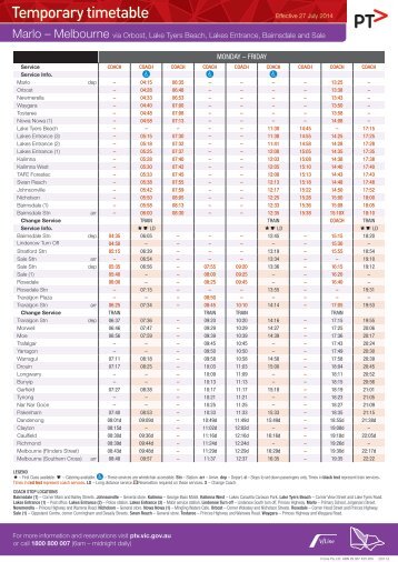 Marlo/Orbost/Lake Tyers Beach/Lakes Entrance/Bairnsdale ... - V/Line