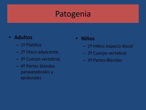 Espondilodiscitis piógena : etiología